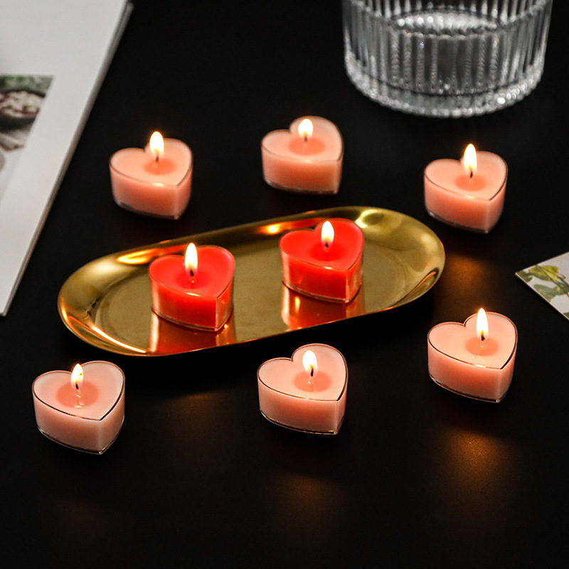 Factory Supplier Heart Shaped Votive Candles Long Burning Time 4 Hours Decorative Valentines Day Mini Tea Candles for  Dinner