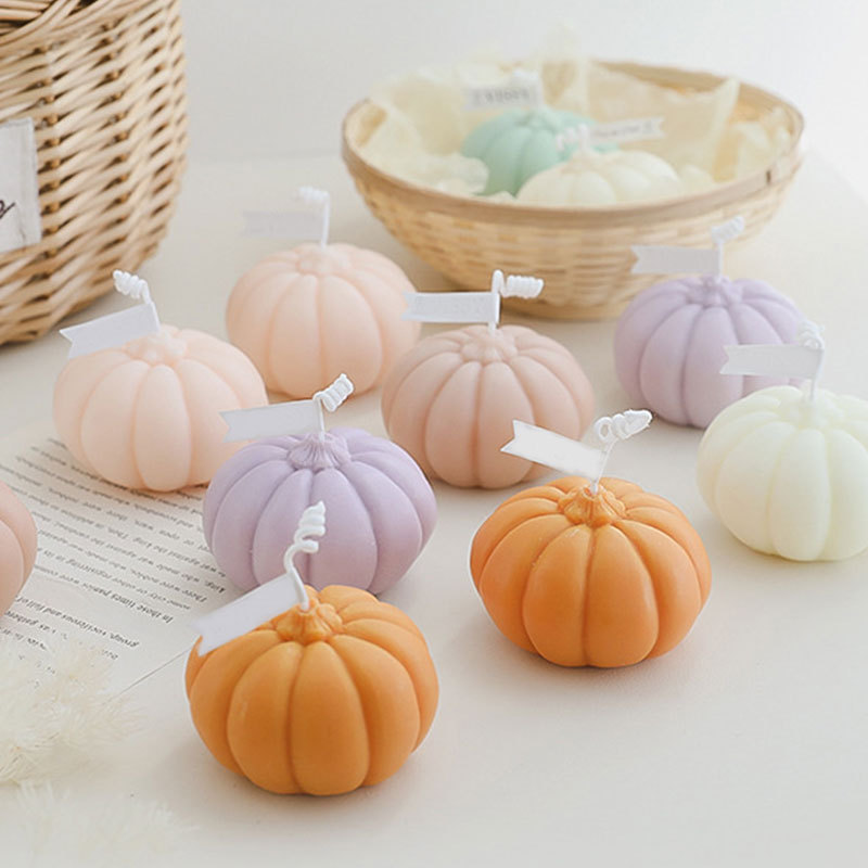 UO Custom Halloween Candles Gift Colorful Pumpkin Spice Shaped Candle Art Paraffin Wax Small Scented Candles Supplies