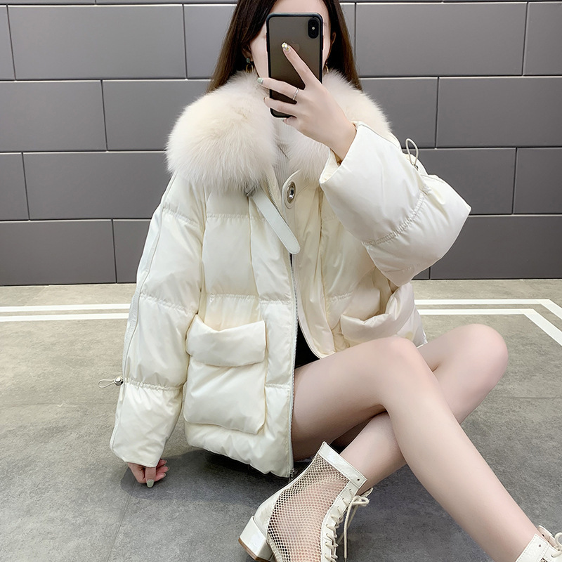 2023 new fashion trend women's short fur with Parka goose down jacket winter leather Fox Fur coats