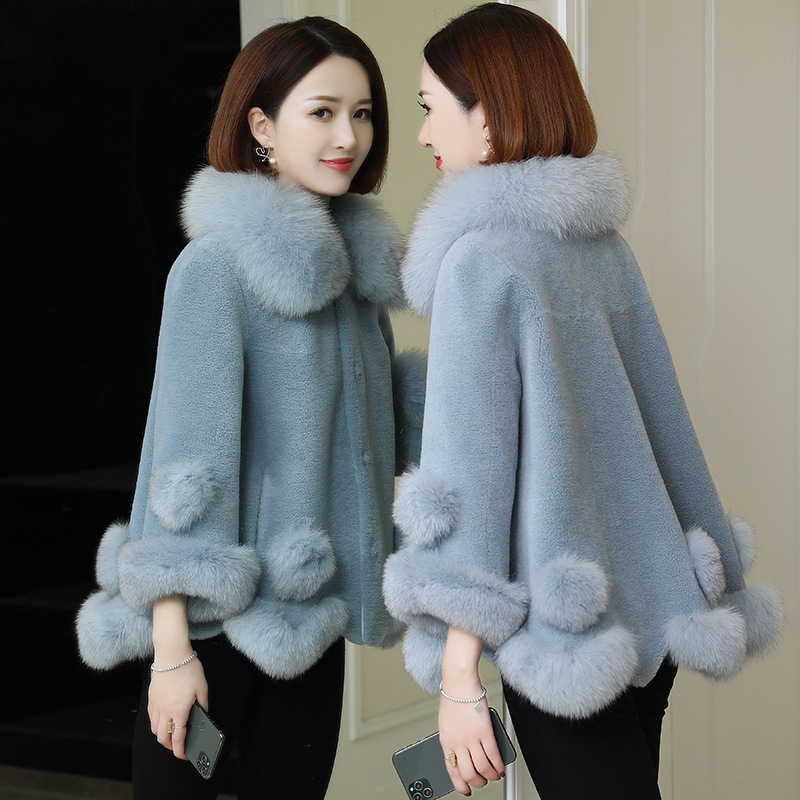 Luxury New fashion trend fox fur pelleted wool coat large size breathable real faux fur down coats outwear jacket for girls