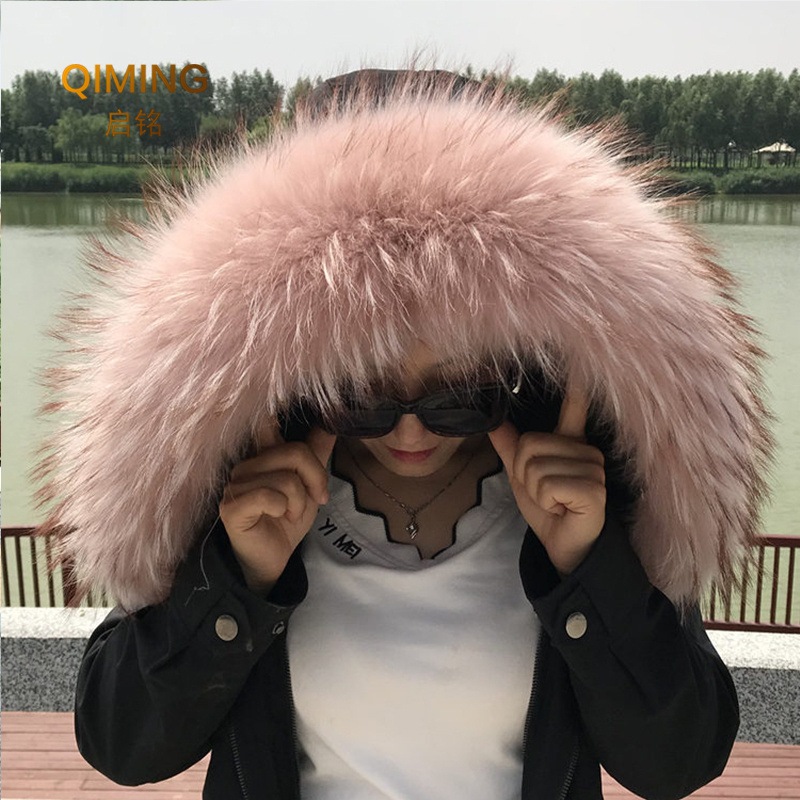 100% Real Raccoon Collar Women Natural Fur Black Collar Real Fur Shawl Raccoon Scarfs Fur Winter Scarf Woman Scarves Luxury