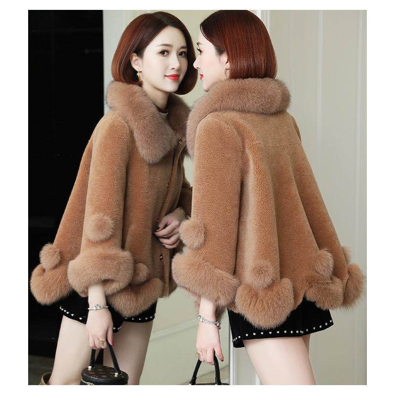 Luxury New fashion trend fox fur pelleted wool coat large size breathable real faux fur down coats outwear jacket for girls