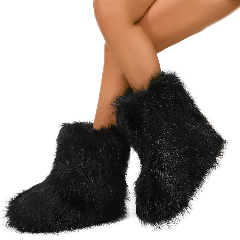 2023 hot selling ladies imitation raccoon fur boots factory wholesale high quality snow boots faux fur snow boots for woman