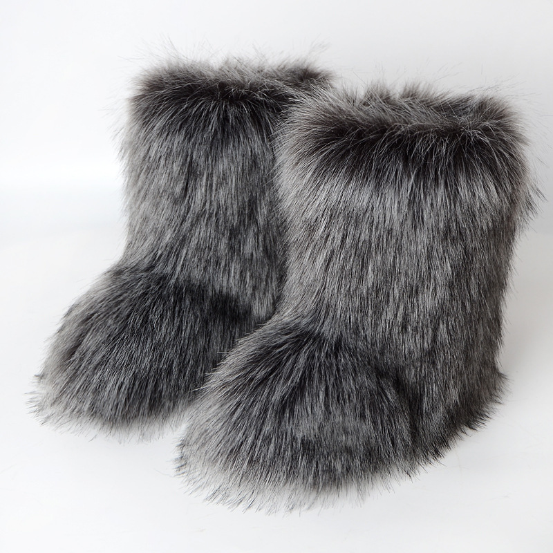 2023 hot selling ladies imitation raccoon fur boots factory wholesale high quality snow boots faux fur snow boots for woman