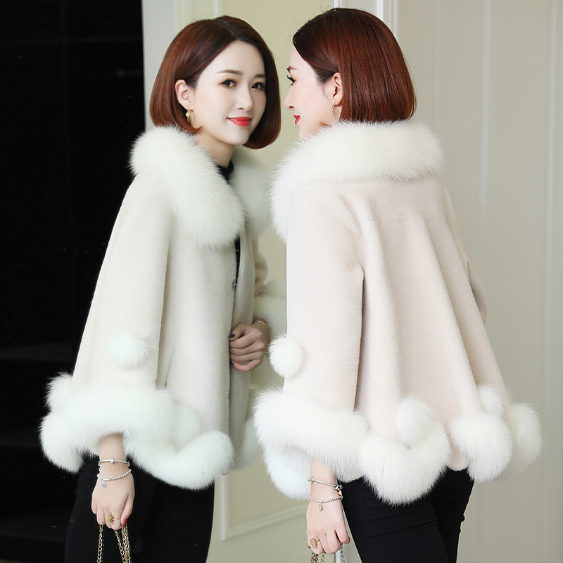 Luxury New fashion trend fox fur pelleted wool coat large size breathable real faux fur down coats outwear jacket for girls