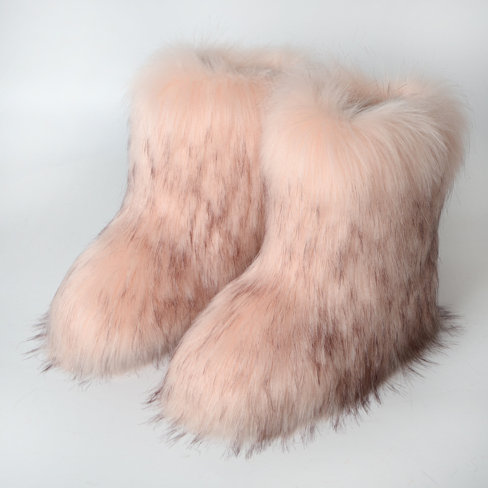 2023 hot selling ladies imitation raccoon fur boots factory wholesale high quality snow boots faux fur snow boots for woman