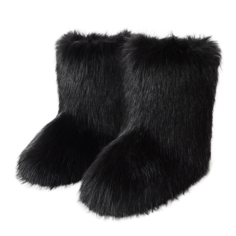 Custom Faux Raccoon Fur Boots Ladies Pink Color Fur Boots Women Winter high quality Snow Boots