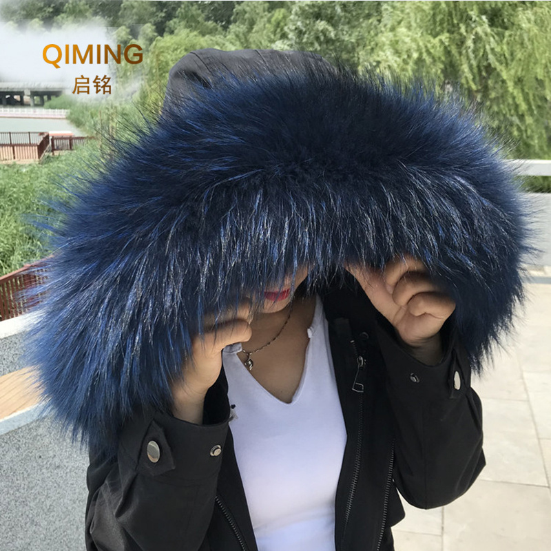 100% Real Raccoon Collar Women Natural Fur Black Collar Real Fur Shawl Raccoon Scarfs Fur Winter Scarf Woman Scarves Luxury