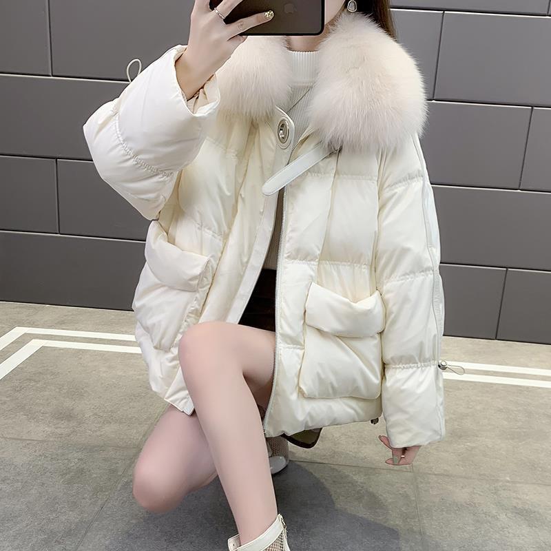 2023 new fashion trend women's short fur with Parka goose down jacket winter leather Fox Fur coats