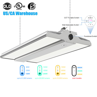 usa stock 100w 150w 200w 250w 300w 400w industrial adjustable led linear high bay light for warehouse linear high bay lighting