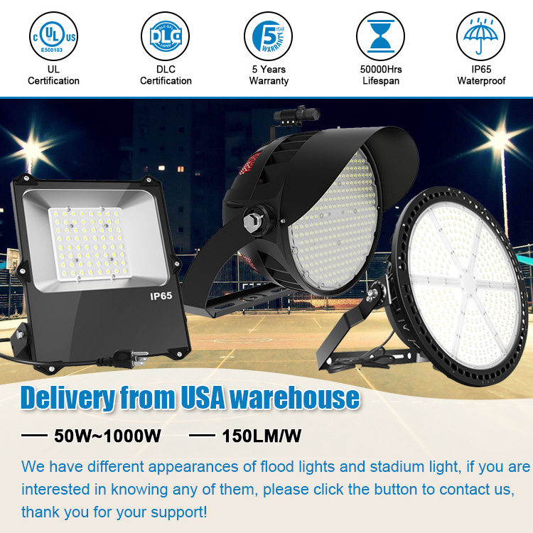 5 Year Warranty 100W 200W 300W Outdoor IP65 Waterproof Led Floodlight Fixture Parking Lot Stadium Lamp Aluminum LED Flood Lights