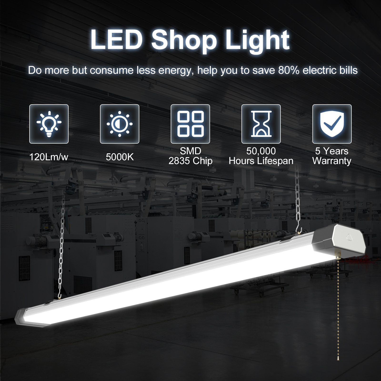 US Warehouse Drop Shipping 4ft 6K 100W 120W Workshop Linkable Triproof Connectable Shop Light ETL UL Led Linear Triproof Light