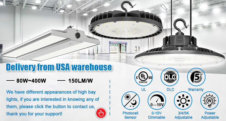 100W 150W 200W 240W 300W 400W IP65 Industrial Lighting Highbay Round Pendant Fixture Warehouse Shop Light UFO Led High Bay Light