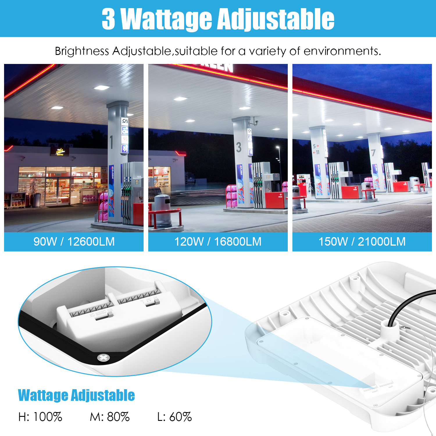 45W 70W 100W 150W 240W Outdoor Parking Garage Led Gas Station Fixture LED Canopy Light