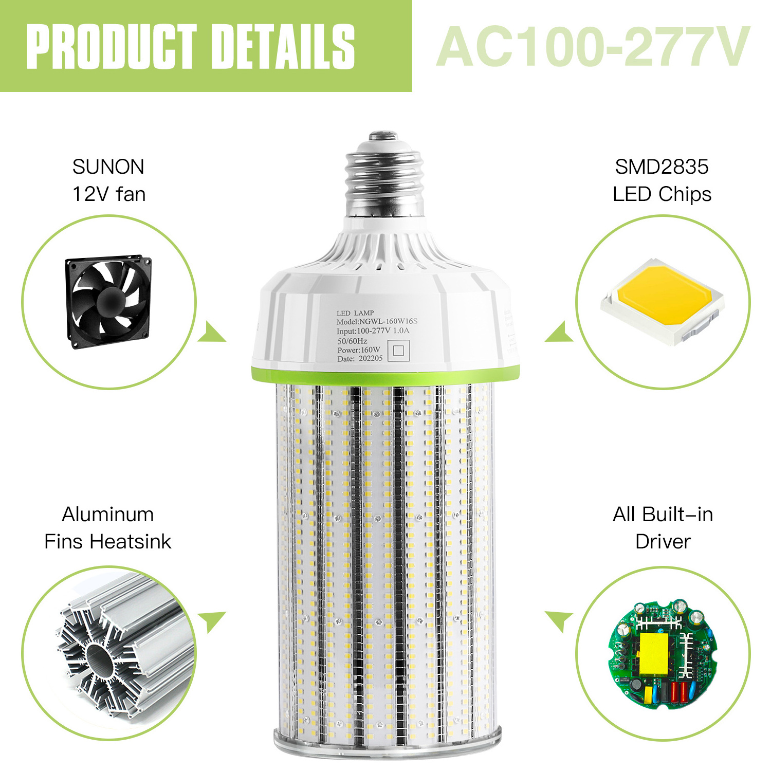 LED Corn Bulb E27 E40 Light COB 100W 120W IP65 Waterproof 30W 40W 50W 5 years Warranty E27 E39 E40 LED Lighting Corn Lamp