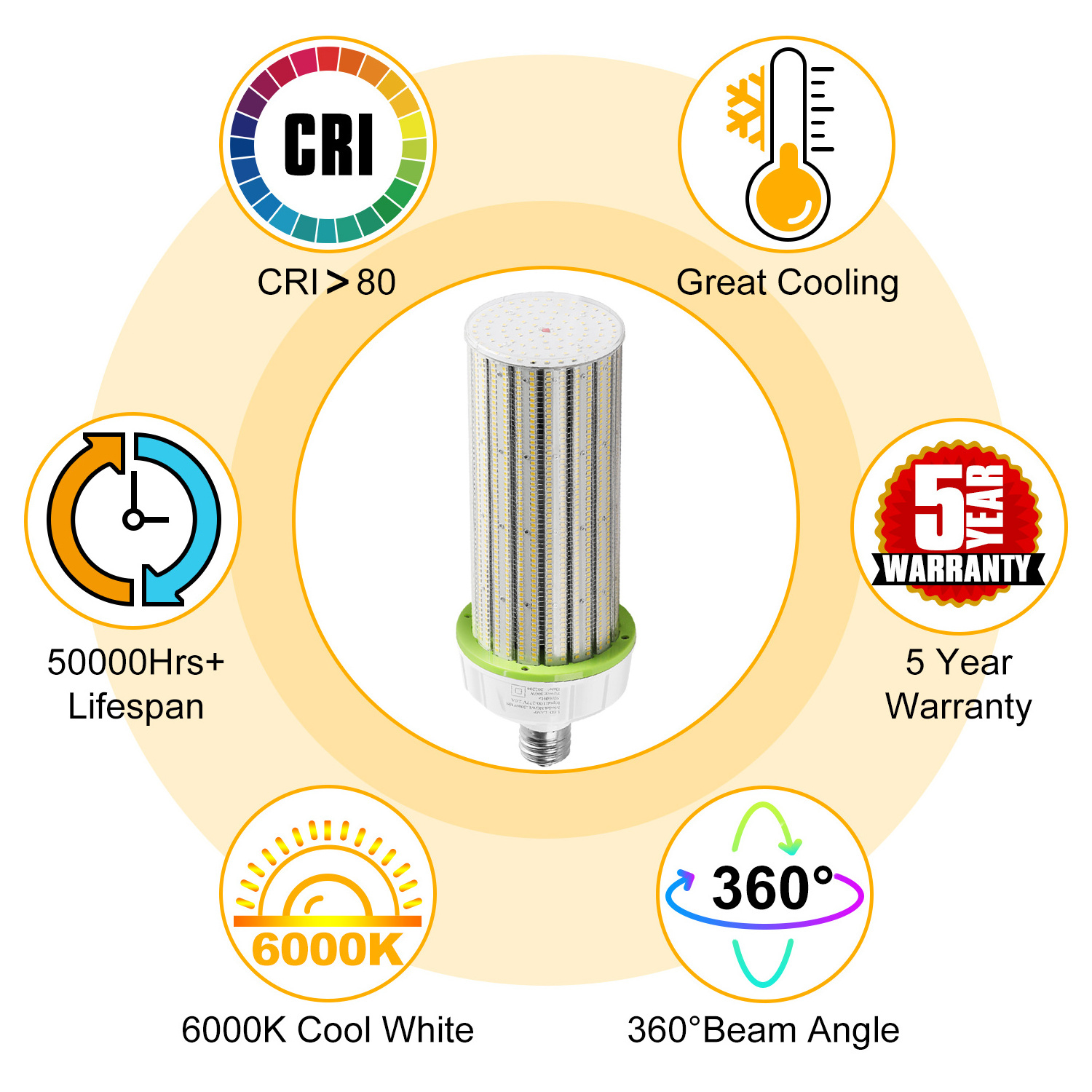 Led corn cob light bulb 30 50 80 100 200 300 Watt Aluminum bulbs Use in Street and garden LED corn light E39 with DLC approved