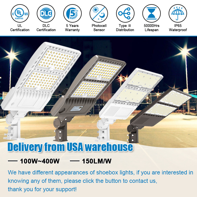 USA Stock 100 150 200 240 300 400 Watt Photocell Outdoor Flood Garden Wall Fixture Street Shoebox Lamp LED Parking Lot Light