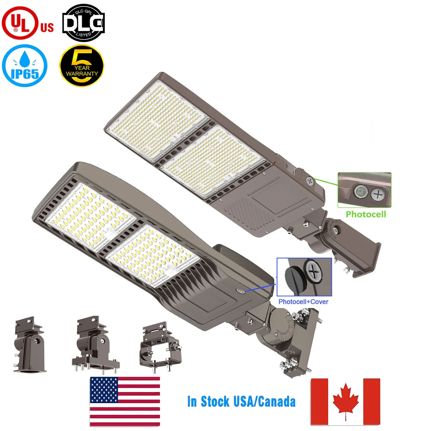 USA Stock 100 150 200 240 300 400 Watt Photocell Outdoor Flood Garden Wall Fixture Street Shoebox Lamp LED Parking Lot Light