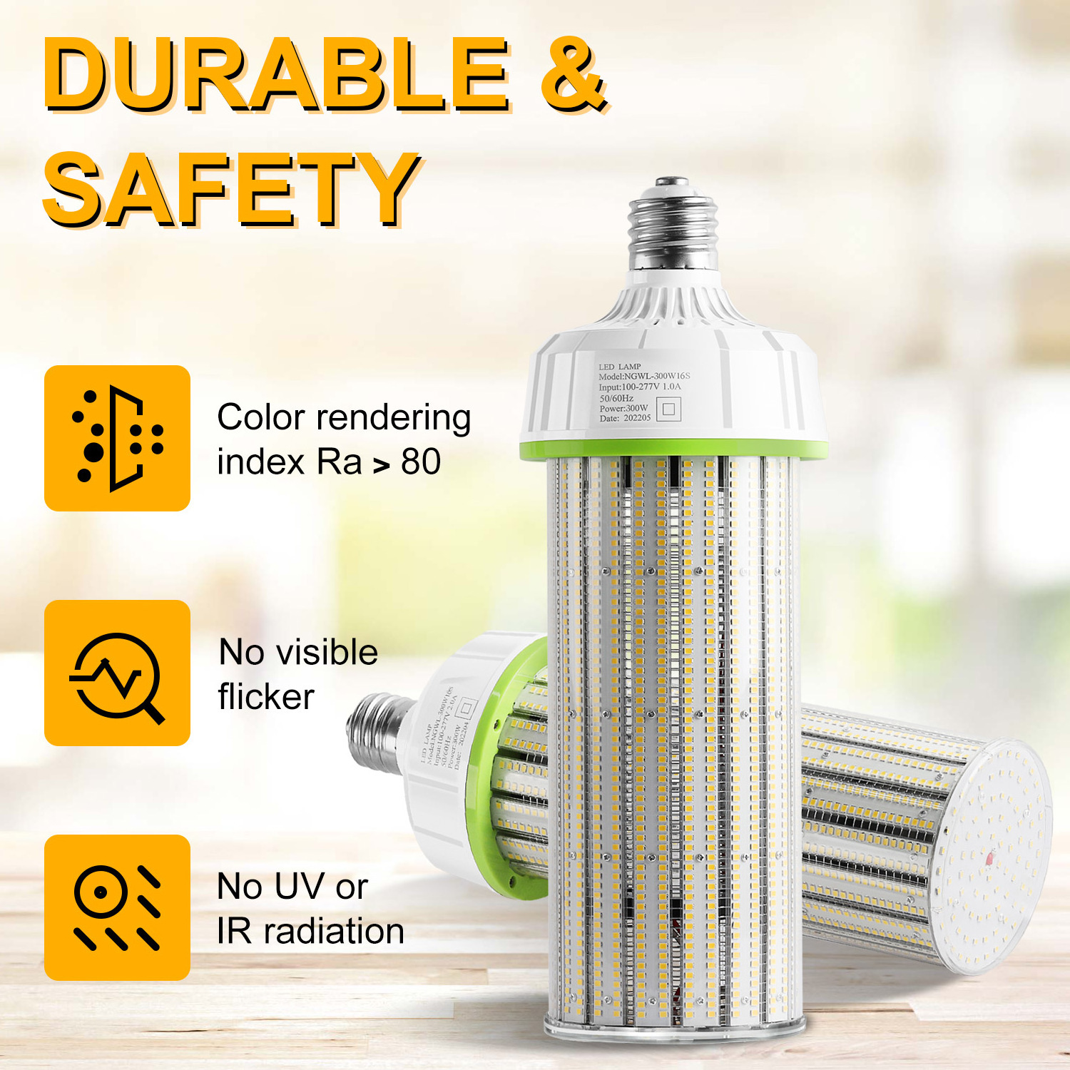 Us Stock E40 E27 E39 3000K 4000K 5000K 30 40 50 60 70 80 90 100 120 150 200 250 300 watt LED Corn Light Bulb