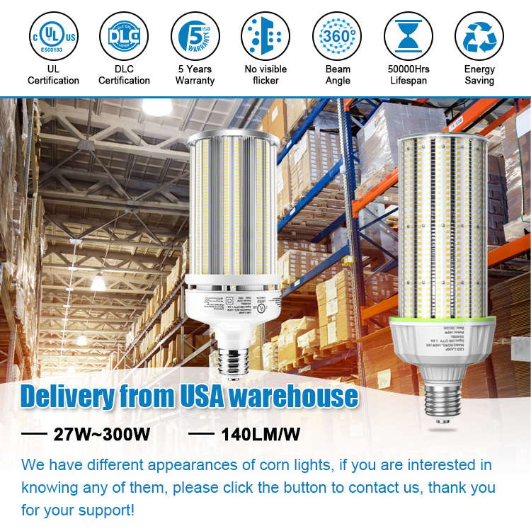 USA/Canada In Stock UL DLC 30 40 50 60 80 100 120 160 200 250 300 Watt E26 E27 E39 E40 Street Warehouse LED Corn Bulb Light