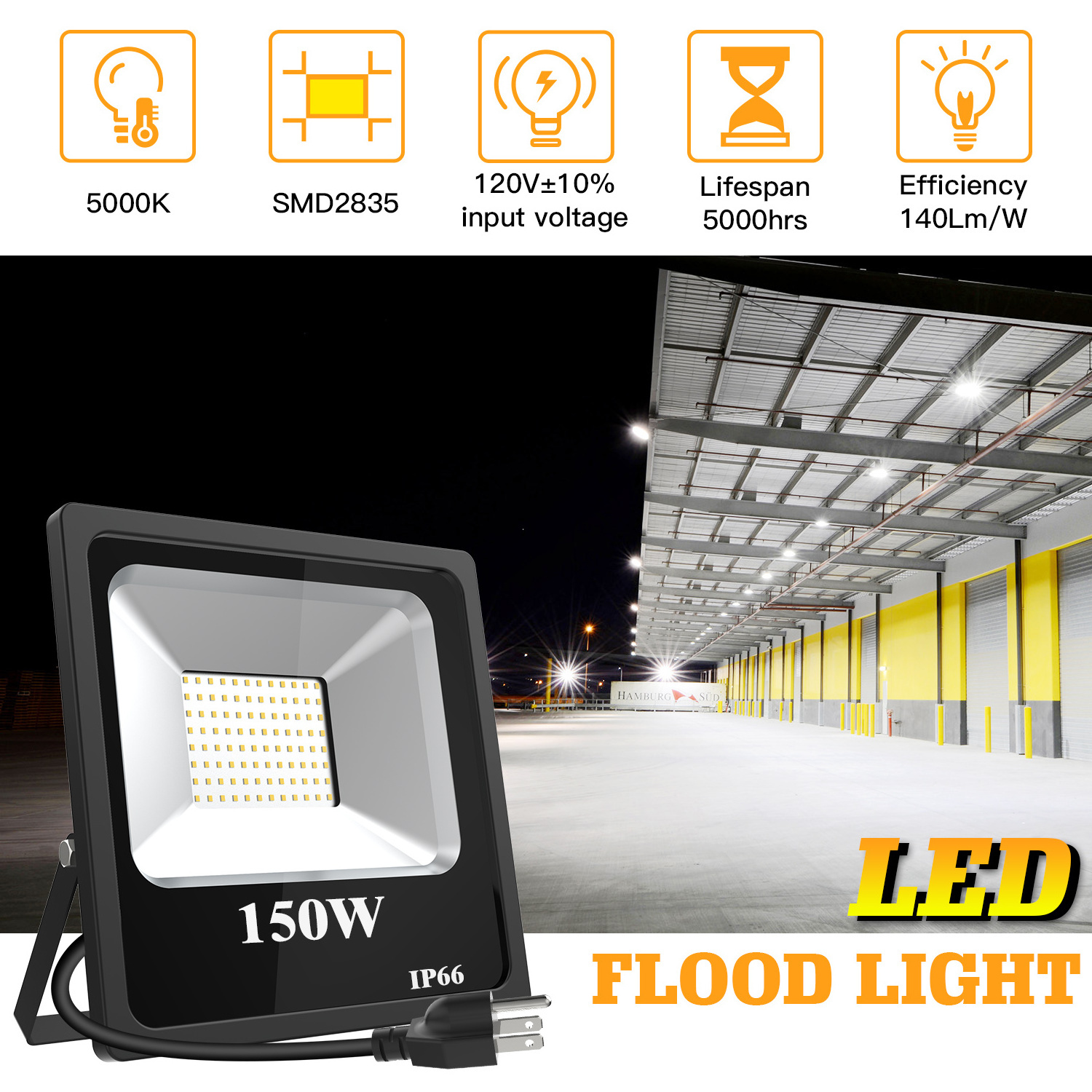 50000hrs Lifespan Led Flood Light Knuckle Style 50watt 60watt 150watt High Power With 5-year Warranty Flexible Led Reflectors