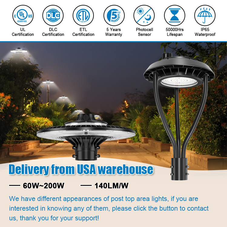 60W 80W 100W 120W 150W 200W Dusk to Dawn Outdoor Post Light Pole Light Fixture Exterior Lamp Post Lantern Head for Garden Pathwa