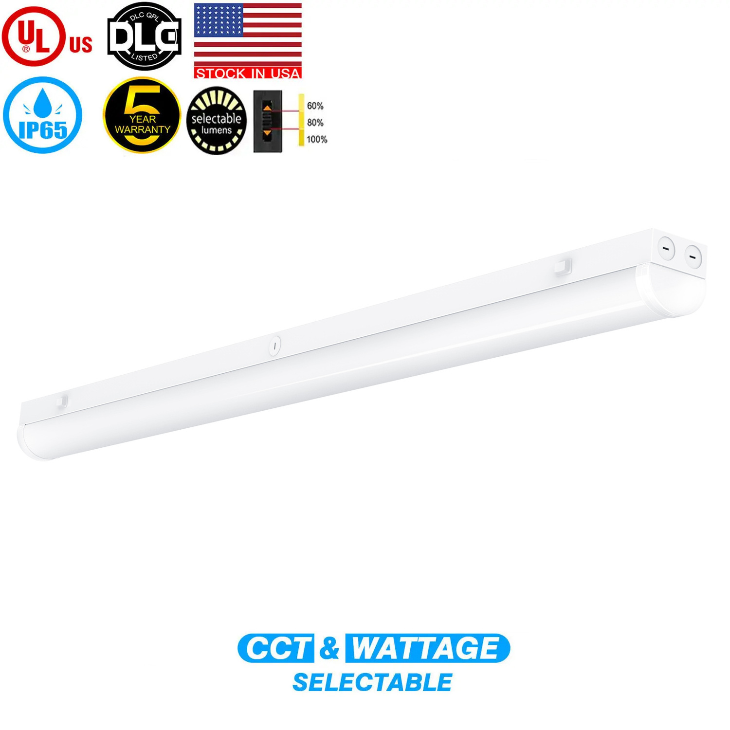 Etl Dlc 4ft 140lm/w 3cct 4 Watt 30w 35w 40w 6500k Linear Strip Ac120-277v Batten Light Fixture