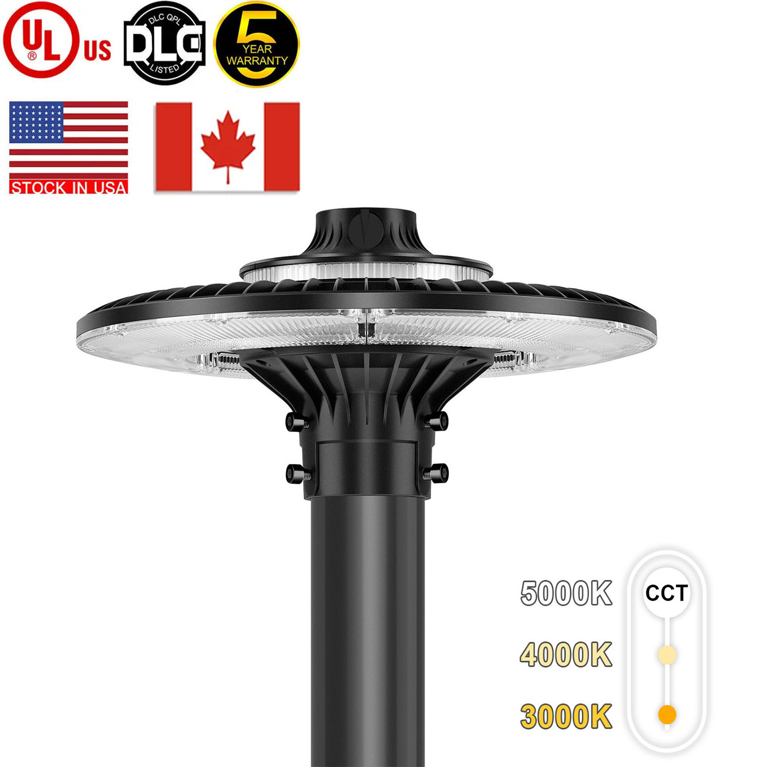 US Stock Hot Sale 60W 80W 100W 150W Aluminum IP65 Outdoor Street Pole Lamp Yard Fixture Garden Area Luminaire LED Post Top Light