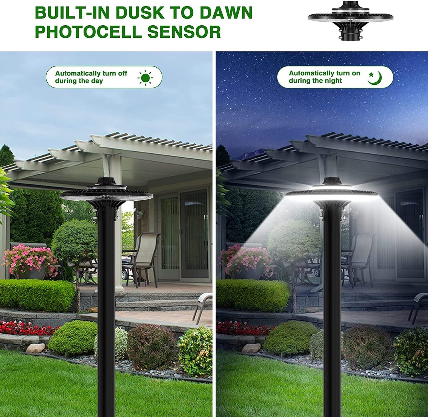 US Stock Hot Sale 60W 80W 100W 150W Aluminum IP65 Outdoor Street Pole Lamp Yard Fixture Garden Area Luminaire LED Post Top Light