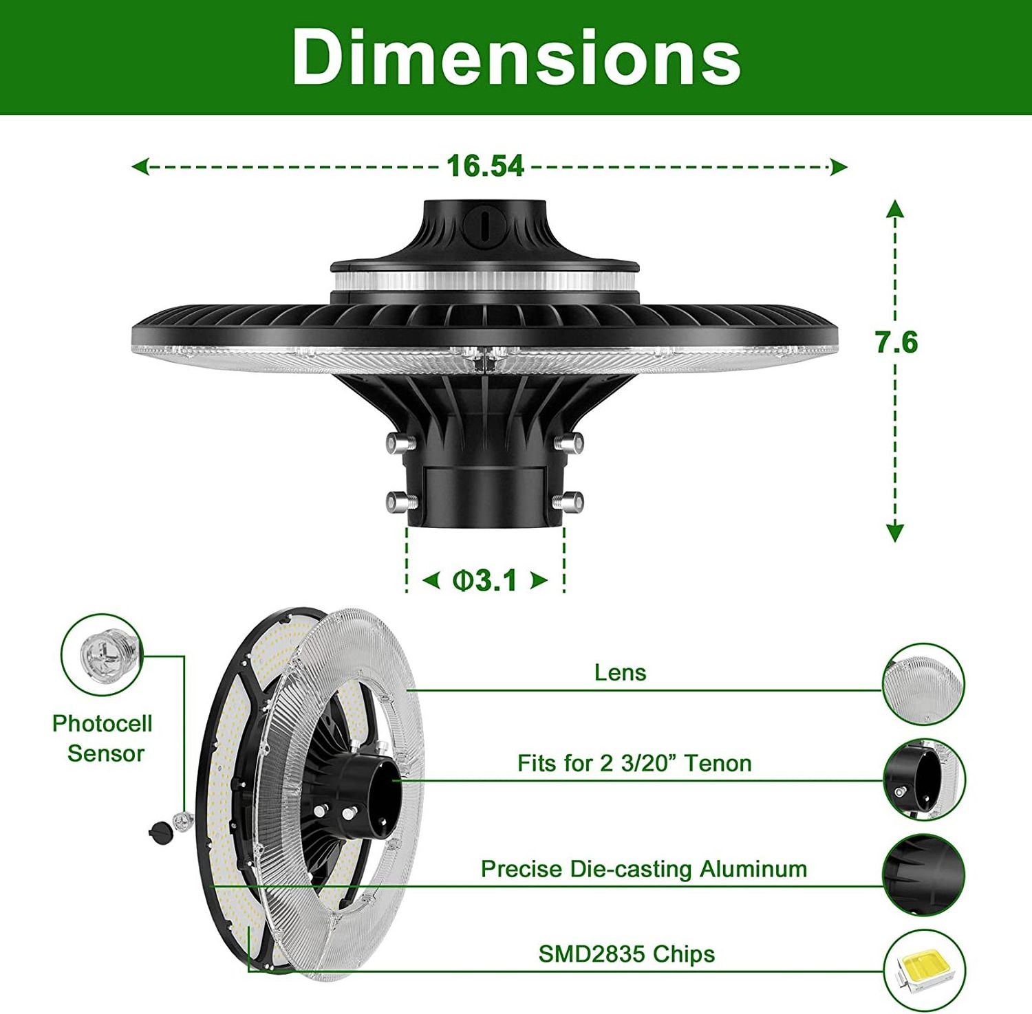 US Stock Hot Sale 60W 80W 100W 150W Aluminum IP65 Outdoor Street Pole Lamp Yard Fixture Garden Area Luminaire LED Post Top Light