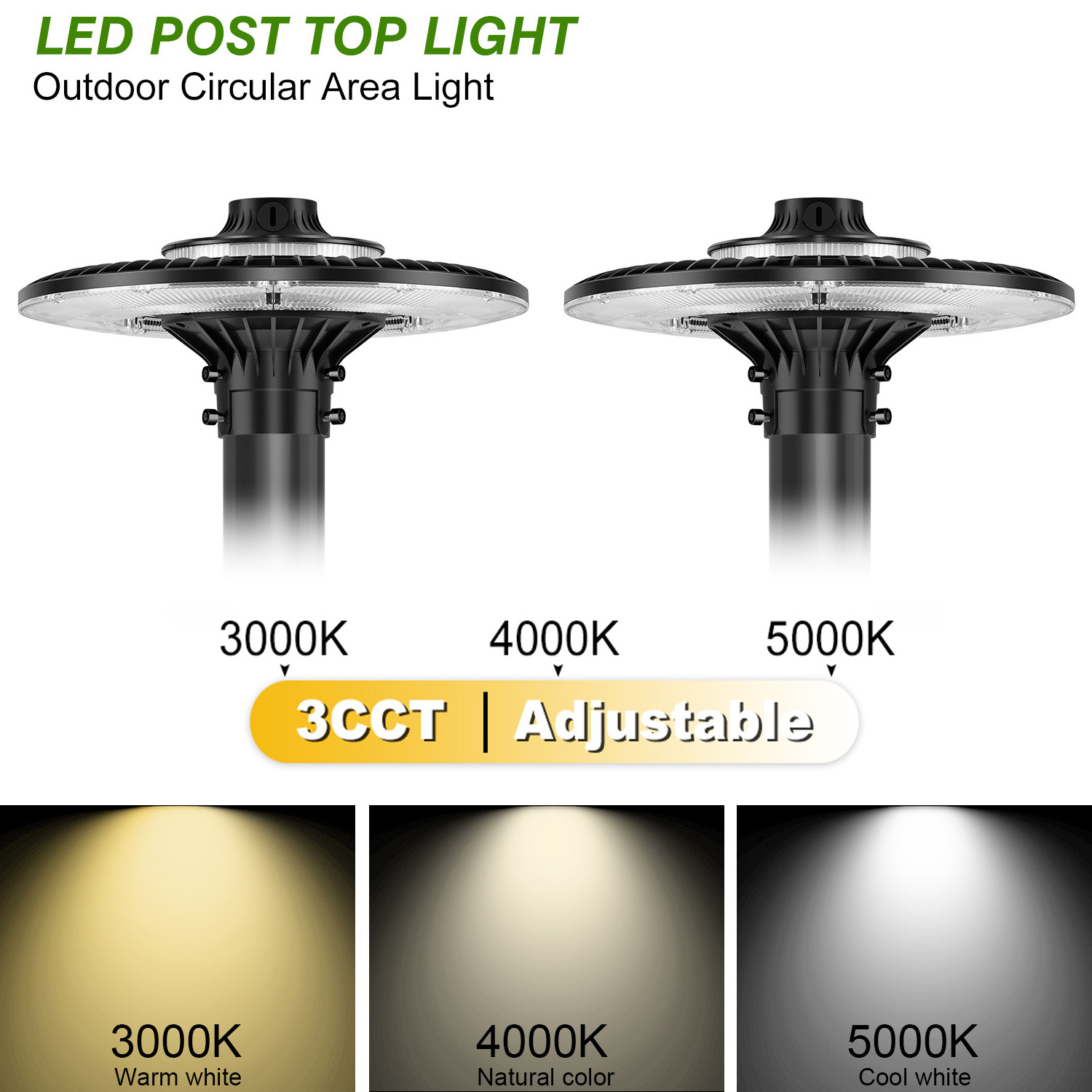 UL ETL 150LM-W Aluminium Ip65 Waterproof Pole Lamp Park Landscape Post Top Fixture Outdoor LED Garden Light