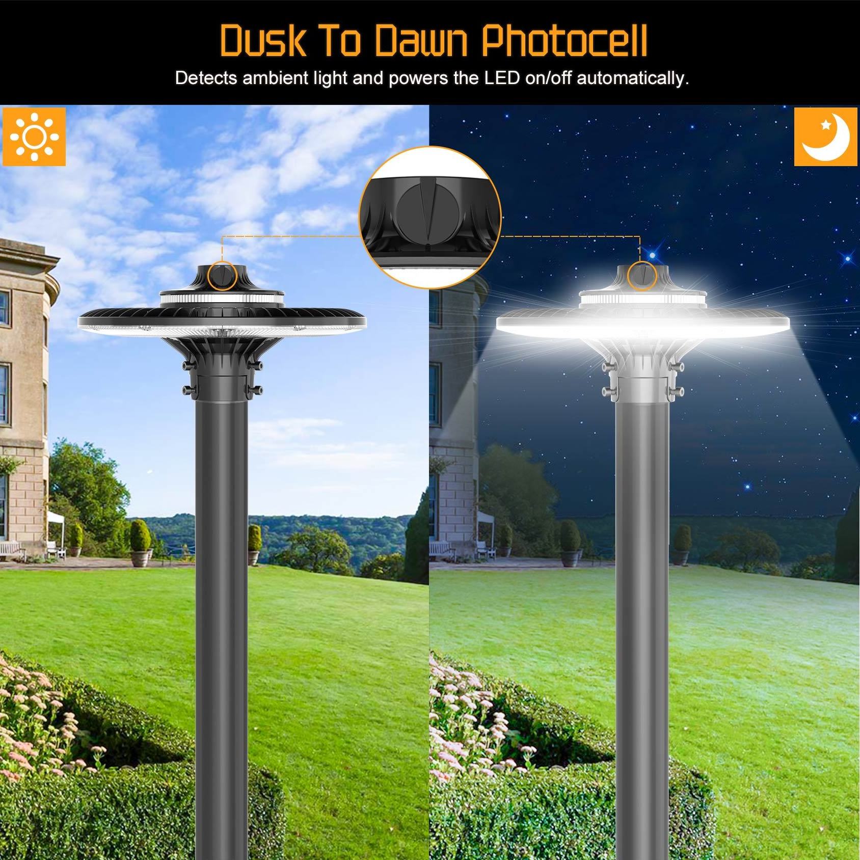 Delivery from USA DLC IP65 Outdoor CCT Adjustable 60 80 100 120 150 200 Watt Street Yard Garden LED Post Top Light