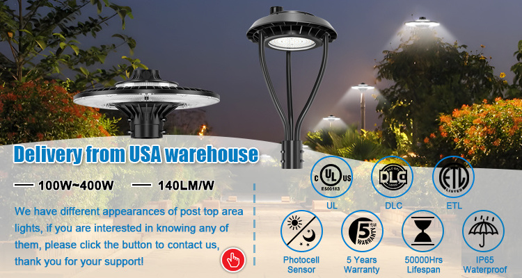 US Stock Hot Sale 60W 80W 100W 150W Aluminum IP65 Outdoor Street Pole Lamp Yard Fixture Garden Area Luminaire LED Post Top Light