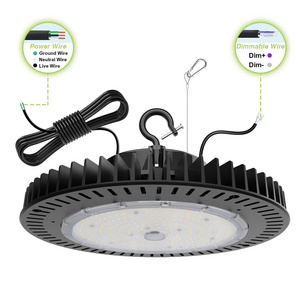 150W 200W 240W LED High Bay Light AC100-277V 0-10V Dimmable 5000K UFO LED Shop Lights for Warehouse Factory Gym Area Light