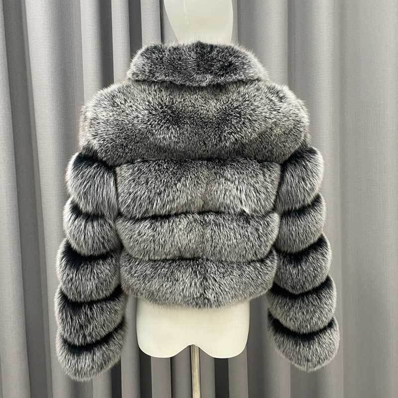 Wholesale Support Customization High Quality Fur Jacket Ladies Winter Warm Real Fox Fur Dyed Crop Fox Fur Coat