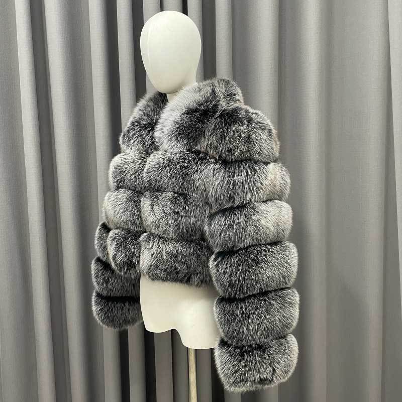 Wholesale Support Customization High Quality Fur Jacket Ladies Winter Warm Real Fox Fur Dyed Crop Fox Fur Coat