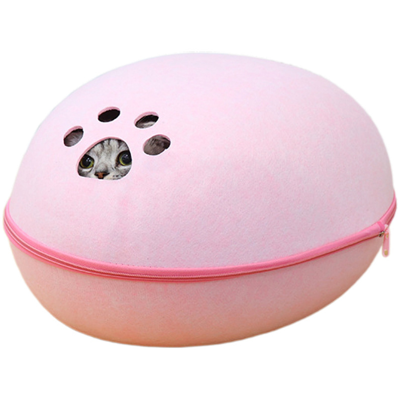 fashion egg-shaped  shape cage dog house felt cave bed for cat Indoor Felt Cat Bed