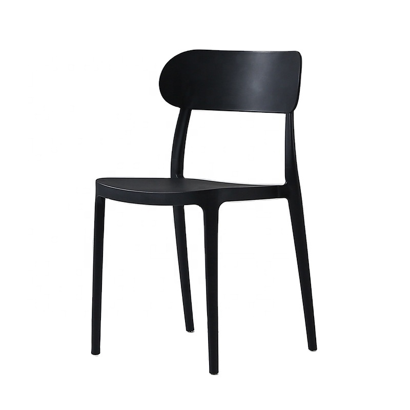 Durable stacking black polypropylene plastic outdoor dining chair