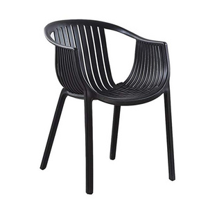 Designer armrest black polypropylene plastic outdoor garden dining chair