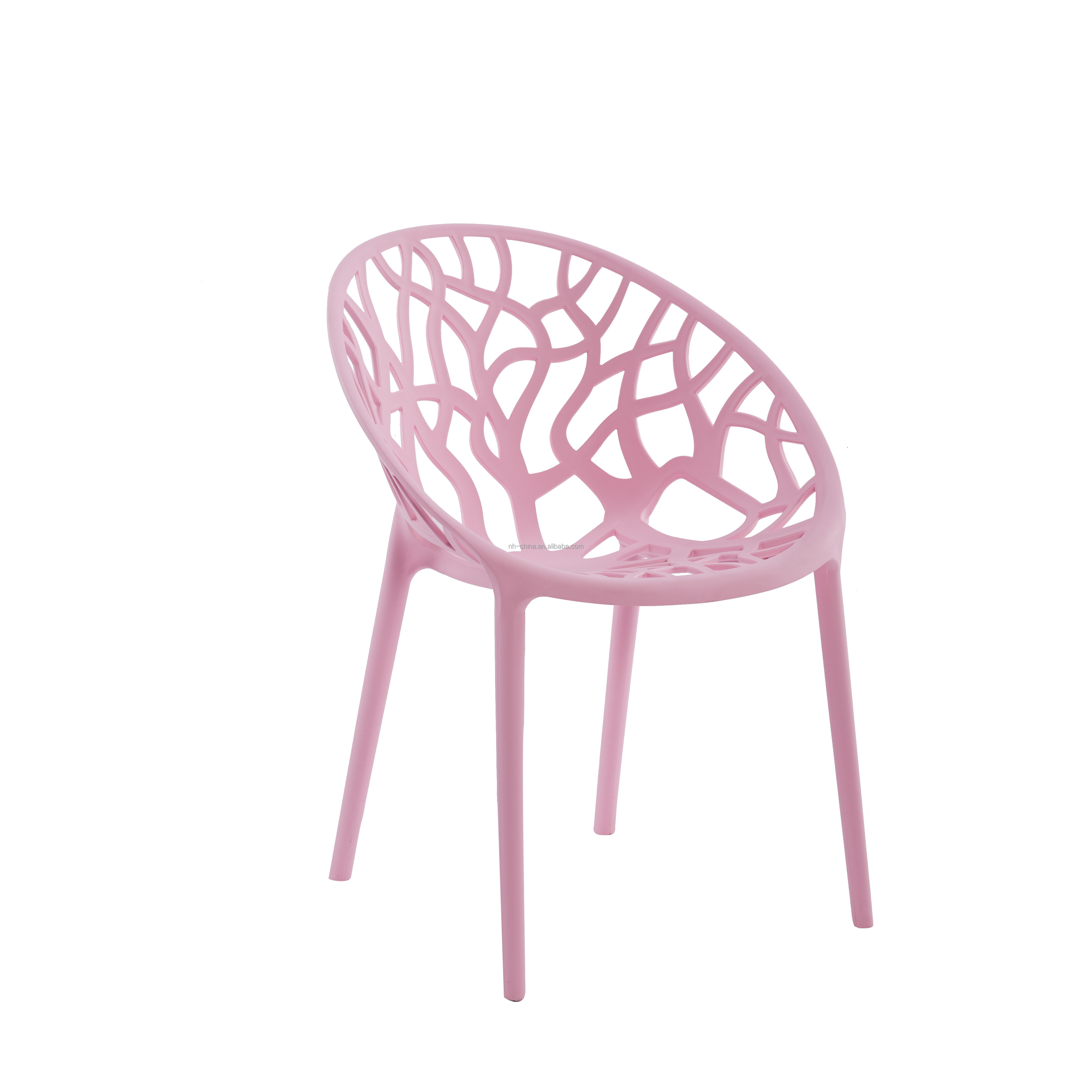 Hot sale stackable hollow out pink polypropylene plastic outdoor garden chair