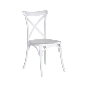 Classic cross back white polypropylene plastic dining chair