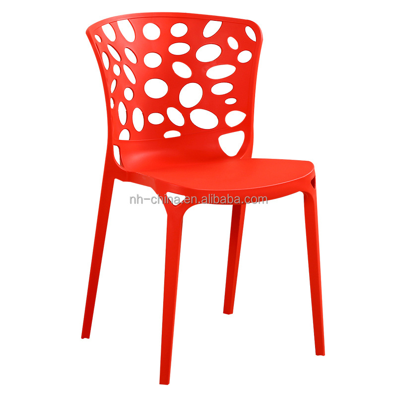 Hollow out affordable armless sky blue stackable pp plastic chair