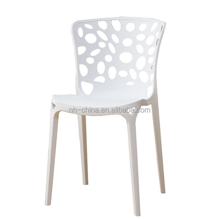 Hollow out affordable armless sky blue stackable pp plastic chair