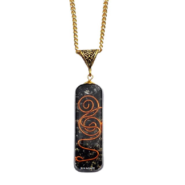 Black Tourmaline EMF Protection Orgone Pipe Shape Pendant Orgonite Pendant Necklace With Chakra Crystals For Energy Generator