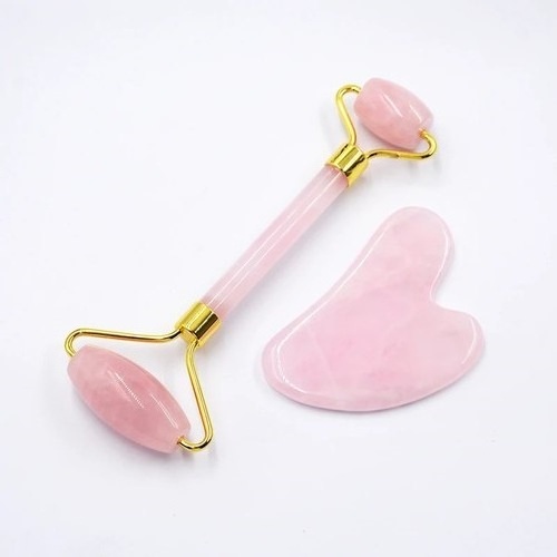 Best Quality Rose Quartz Jade Roller Set Jade Roller Gua Sha Stone Tool Set for Anti Aging crystals healing stones