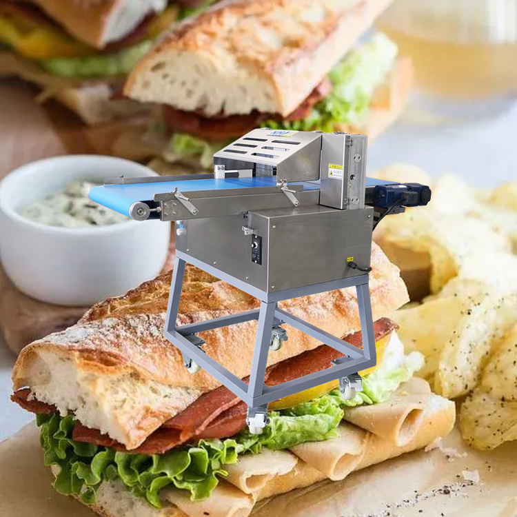 Automatic hotdog bun cutting machine horizontal hamburger slicer