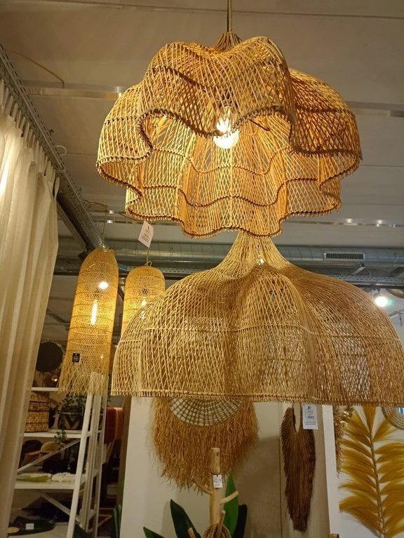 Personalize light source of the rattan chandelier Farmhouse Bohemian Lampshade Rattan pendant Light Best Price Vietnam ML76