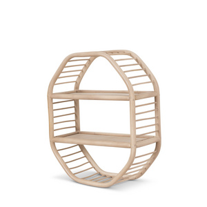 2 Floors New Modern Decoration Best Selling Octagon Rattan Wall Shelf for Indoor Shelf Design Basic Style Made In Vietnam KT33