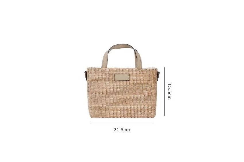 Women's Bohemian England Style Handbag Rectangular Zippered Beach Bag from Water Hyacinth Normcore Minimalist with Lock