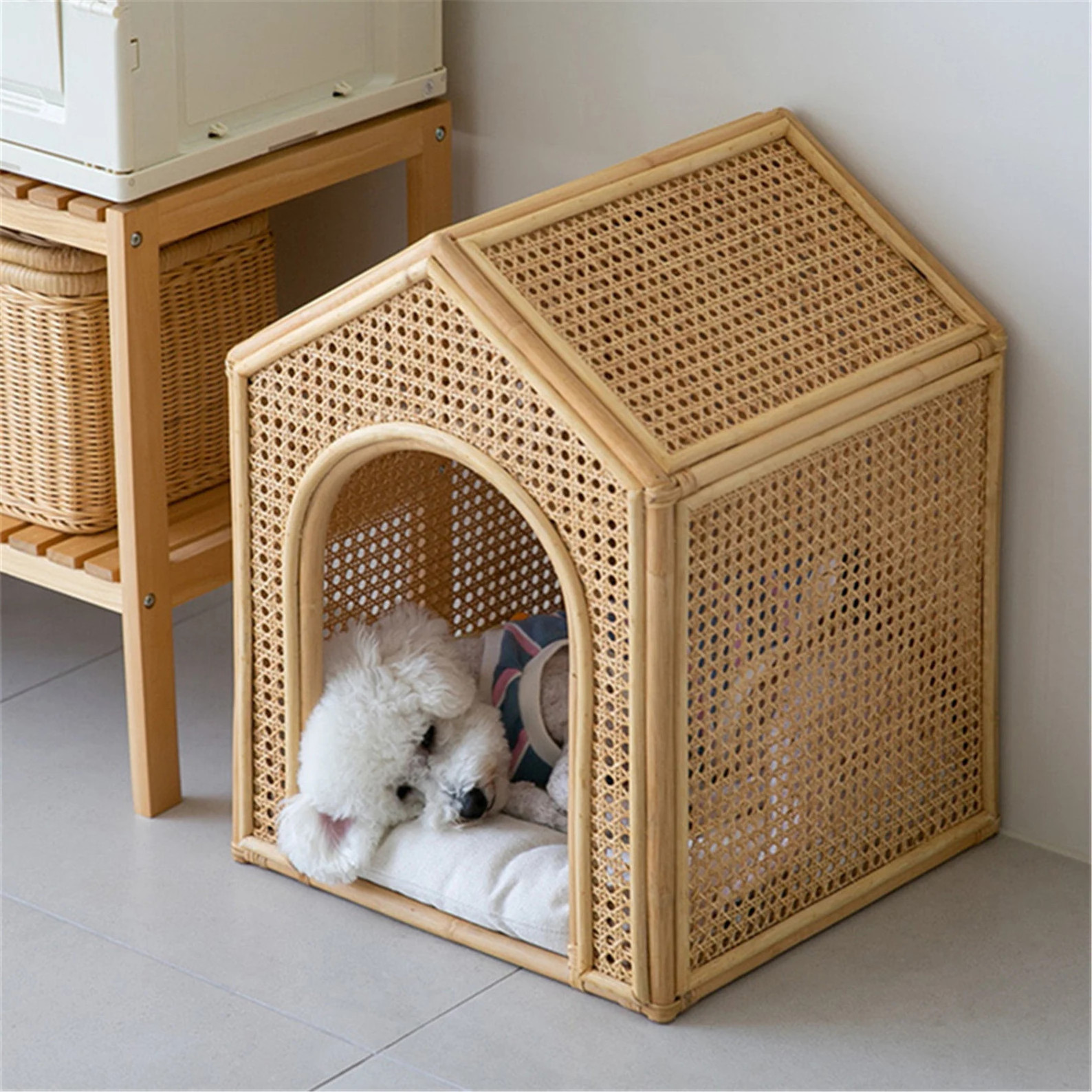 Uniperor Best Selling High Quality Natural Rattan Bed For Dog And Cat Woven Rattan Pet House Handmade In Vietnam